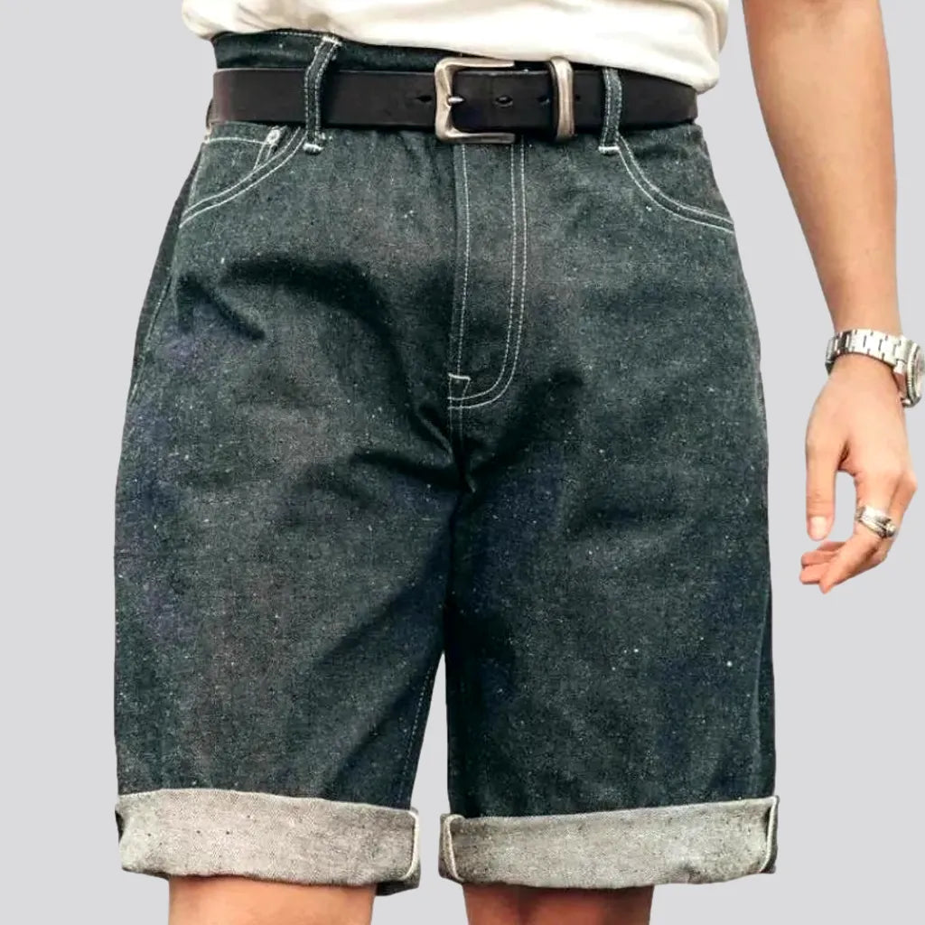 Knee-length self-edge jean shorts | Jeans4you.shop