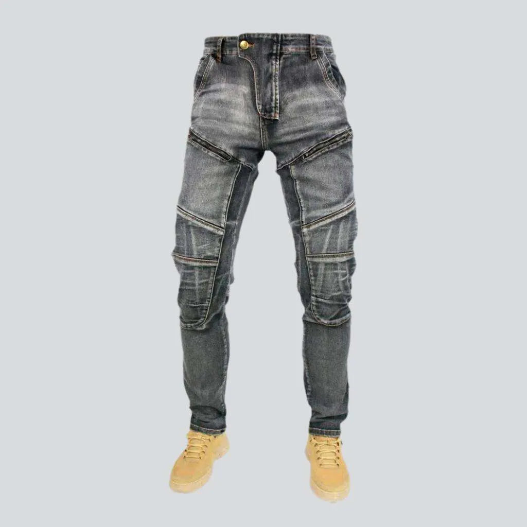 Knee-pads mid-waist men's riding jeans | Jeans4you.shop