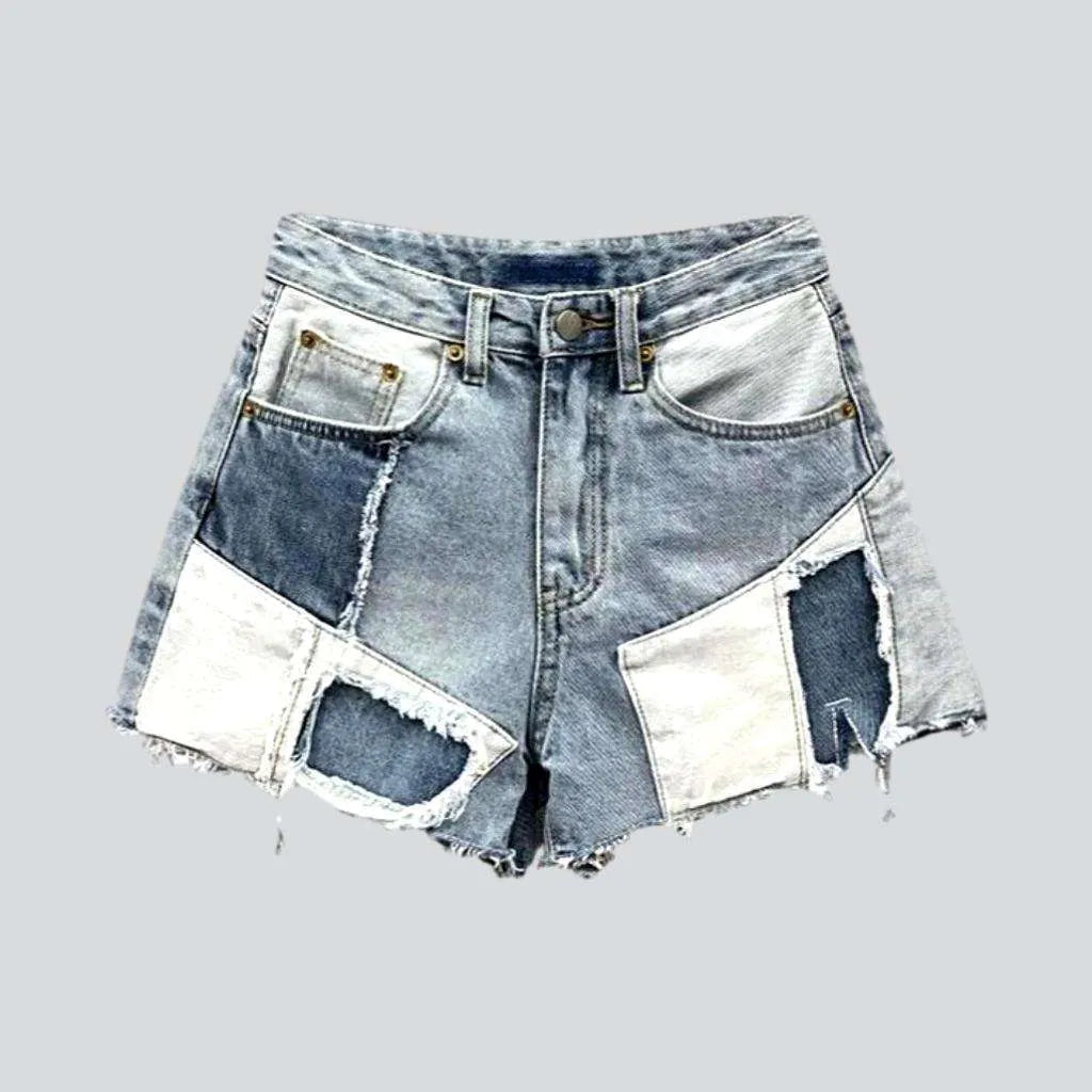 Layered patchwork women's denim shorts | Jeans4you.shop