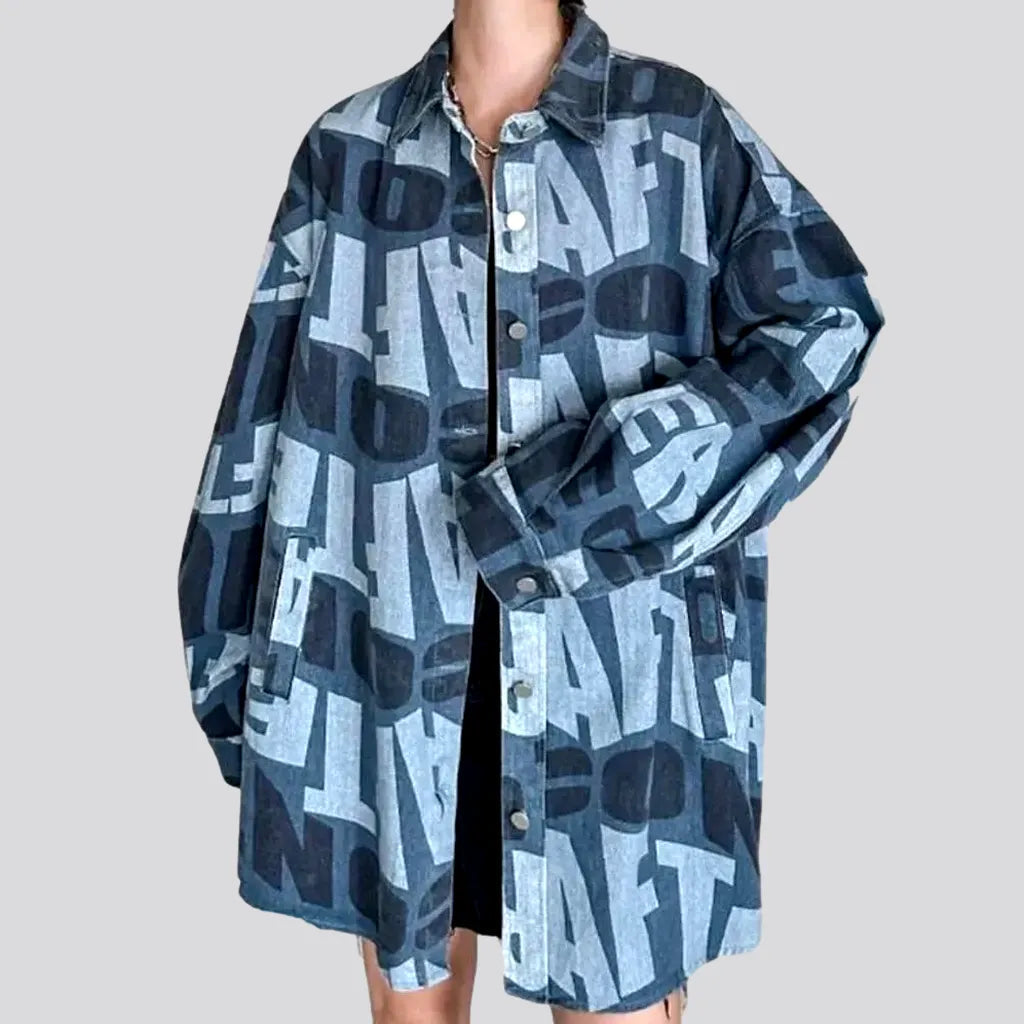 Letter-print y2k denim jacket
 for women | Jeans4you.shop