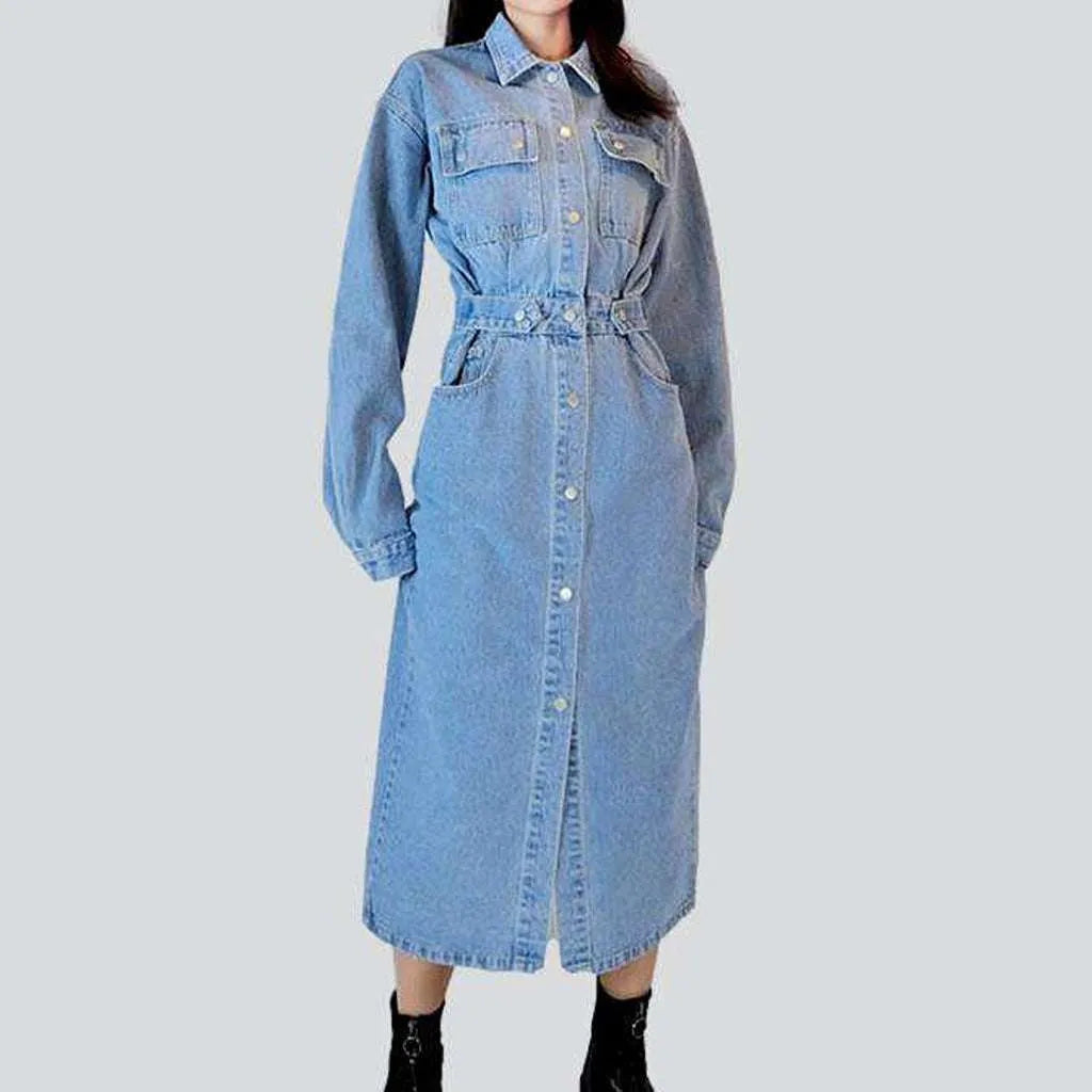 Light blue long denim coat | Jeans4you.shop
