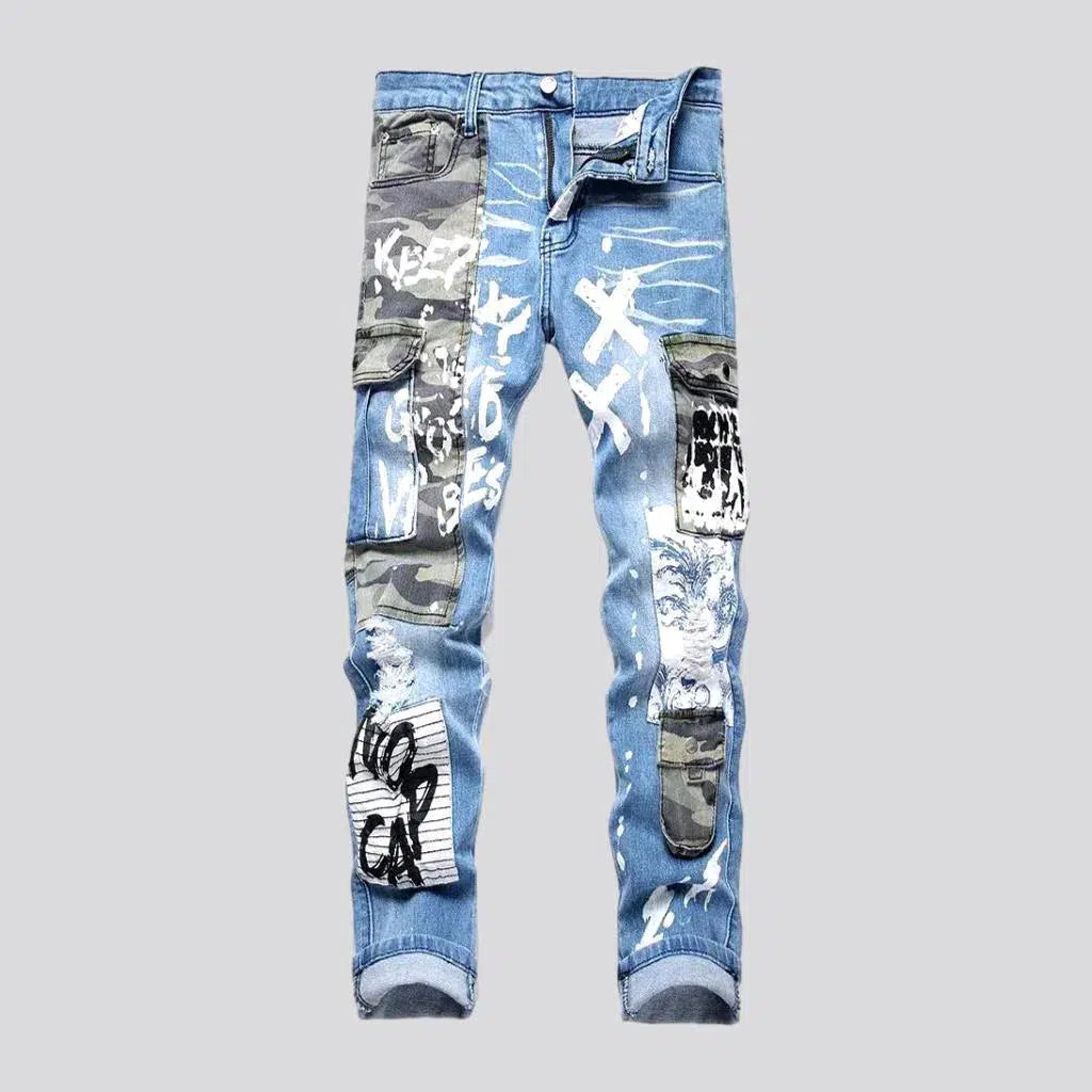 Light-wash men's patchwork jeans | Jeans4you.shop
