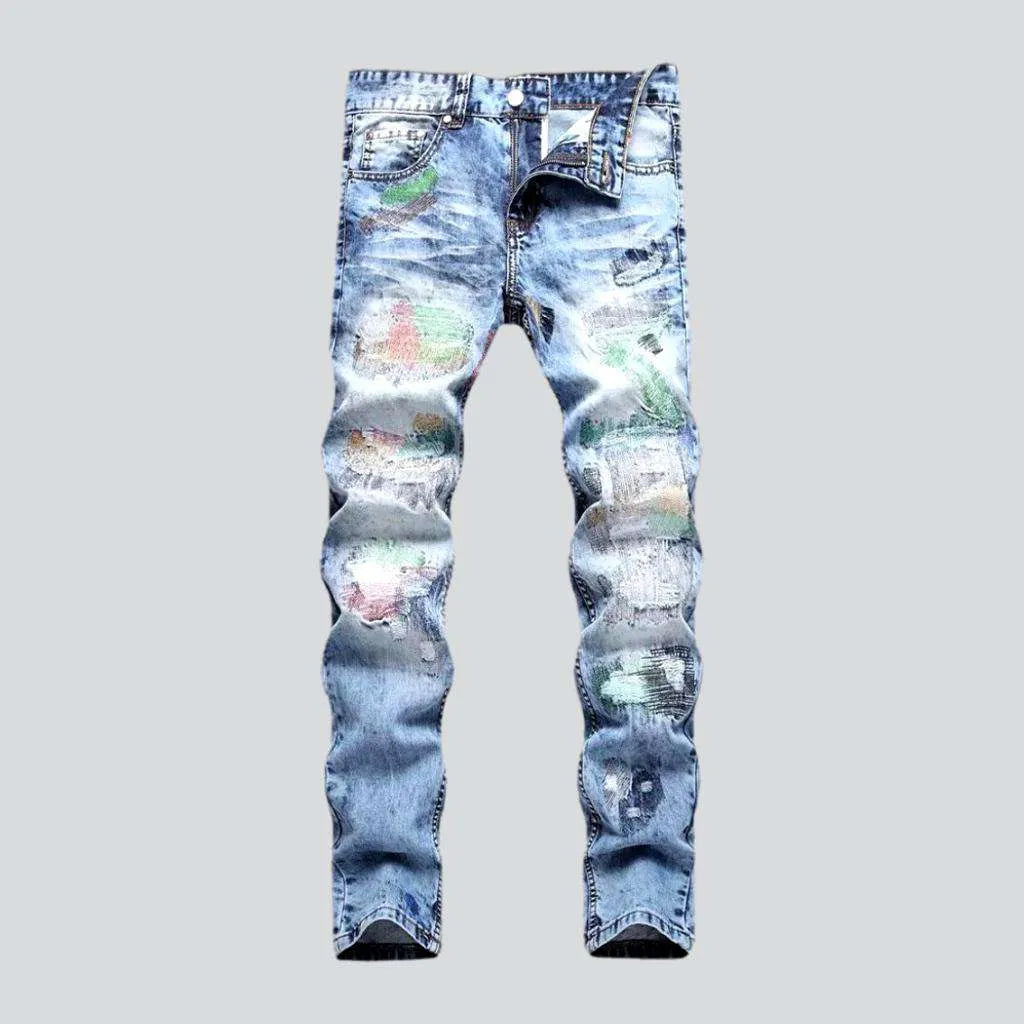 Light wash men's stitched jeans | Jeans4you.shop