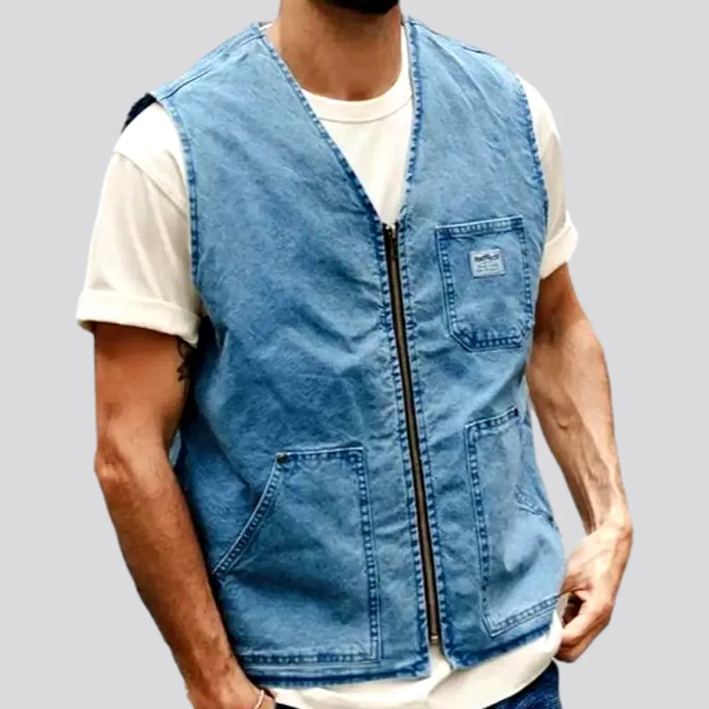 Light-wash regular jean vest
 for men | Jeans4you.shop