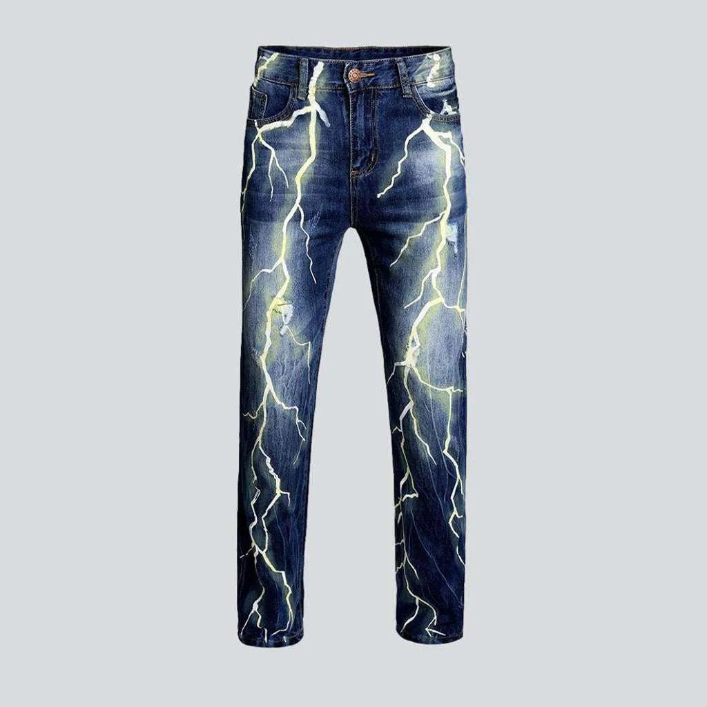 Lightning print jeans for men | Jeans4you.shop