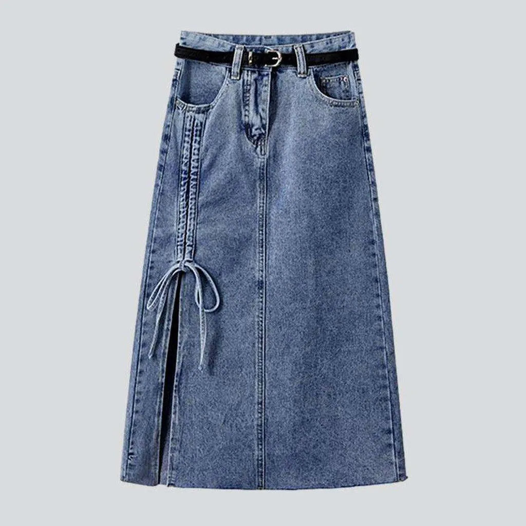 Long denim skirt with drawstrings | Jeans4you.shop