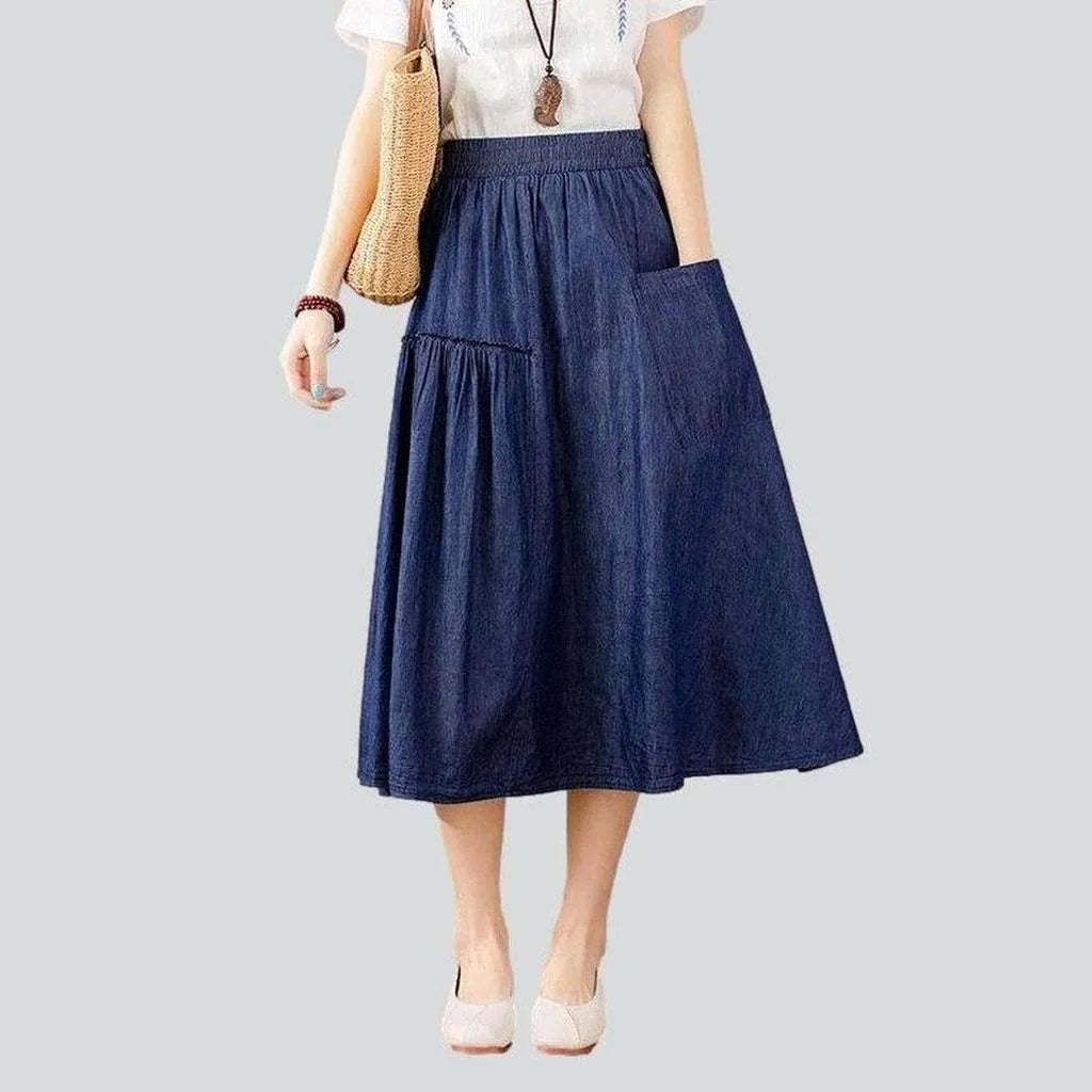 Long denim skirt with pocket | Jeans4you.shop