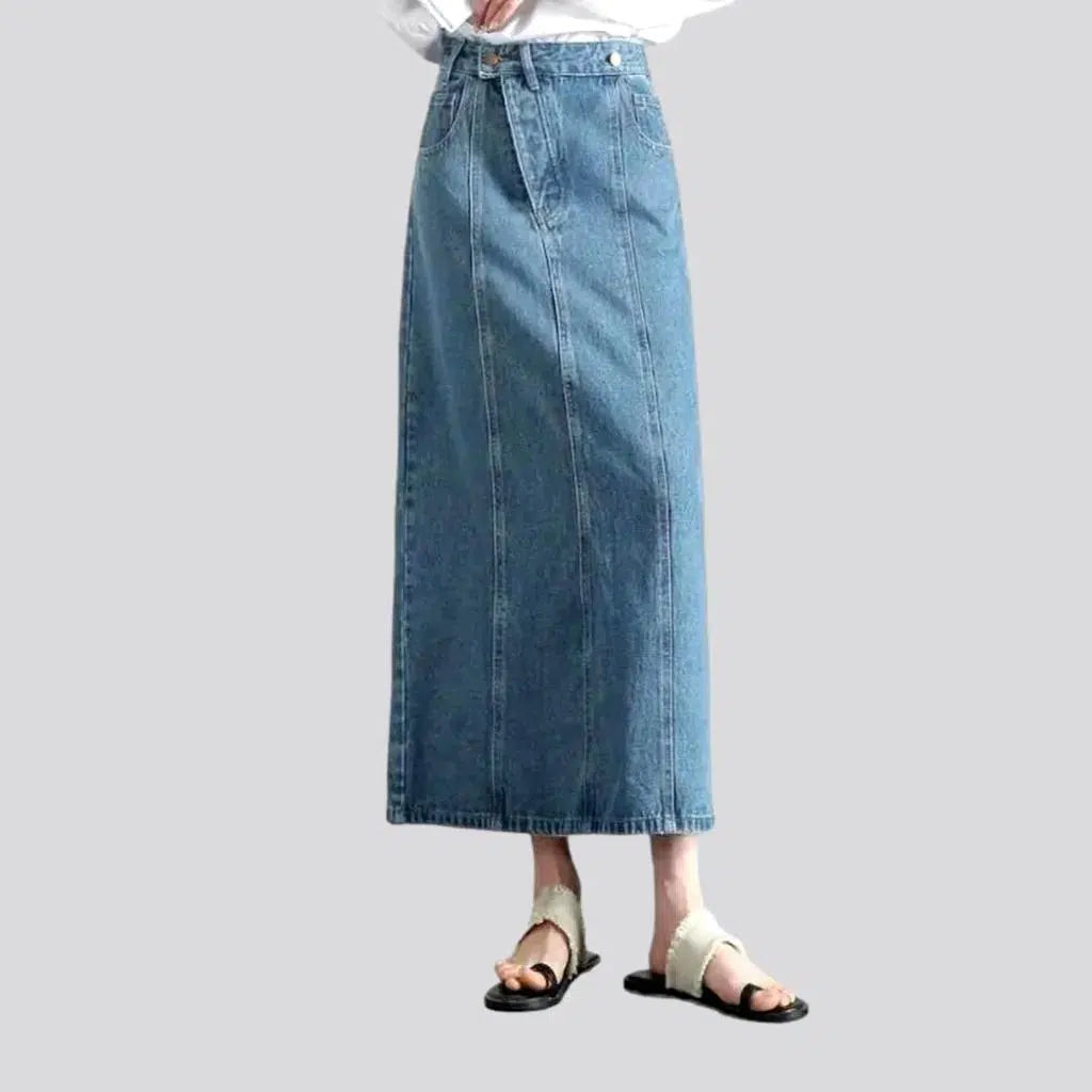 Long patchwork-stitching jean skirt
 for women | Jeans4you.shop