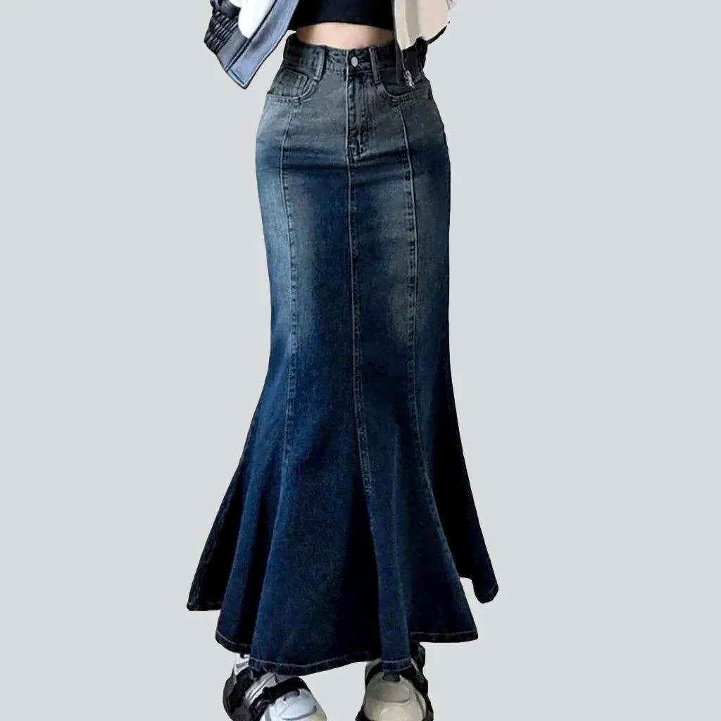 Long vintage mermaid denim skirt | Jeans4you.shop