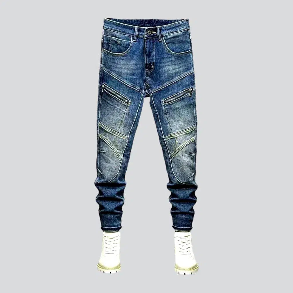 Medium wash men's biker jeans | Jeans4you.shop