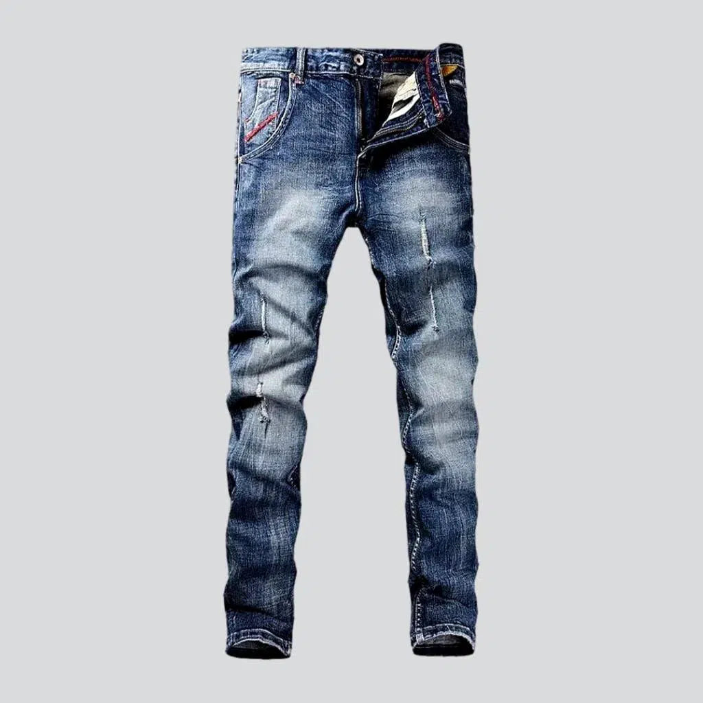 Medium wash men's whiskered jeans | Jeans4you.shop