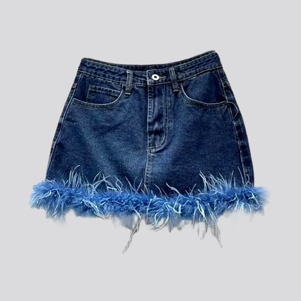 Medium-wash mini women's jean skort | Jeans4you.shop