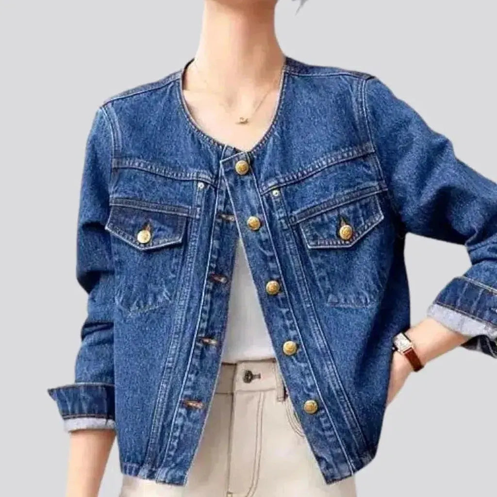 Medium-wash oversized denim jacket | Jeans4you.shop