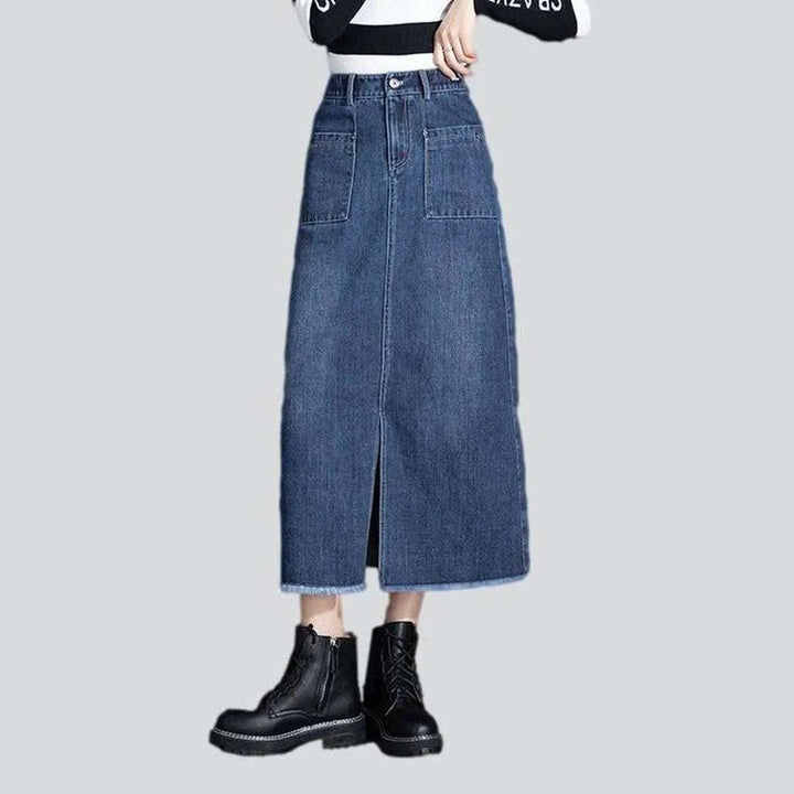 Medium wash ripped edge skirt | Jeans4you.shop