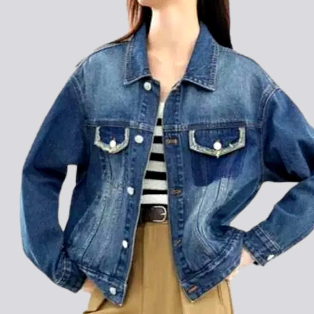 Medium-wash vintage jean jacket
 for women | Jeans4you.shop