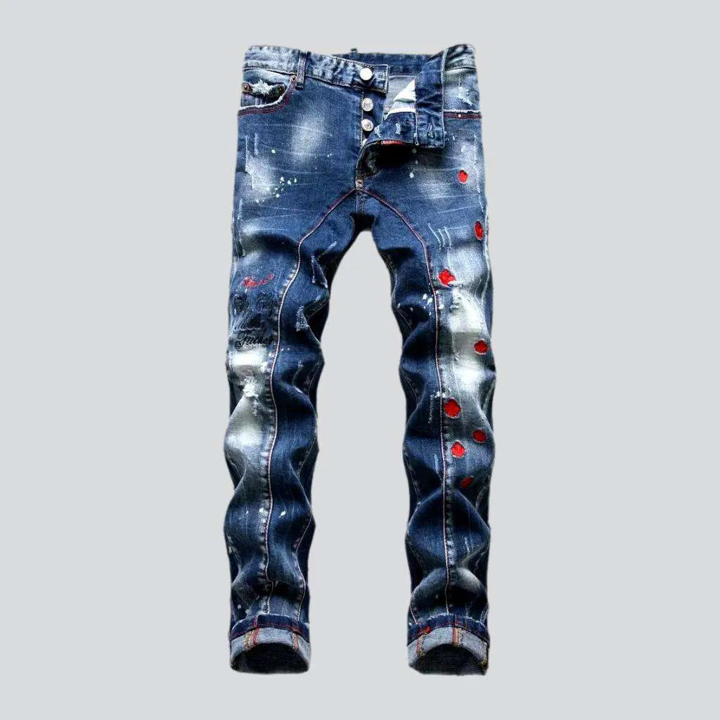 Mid-waist men's paint-splatter jeans | Jeans4you.shop