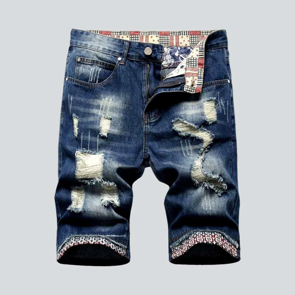 Mid-wash distressed denim shorts | Jeans4you.shop