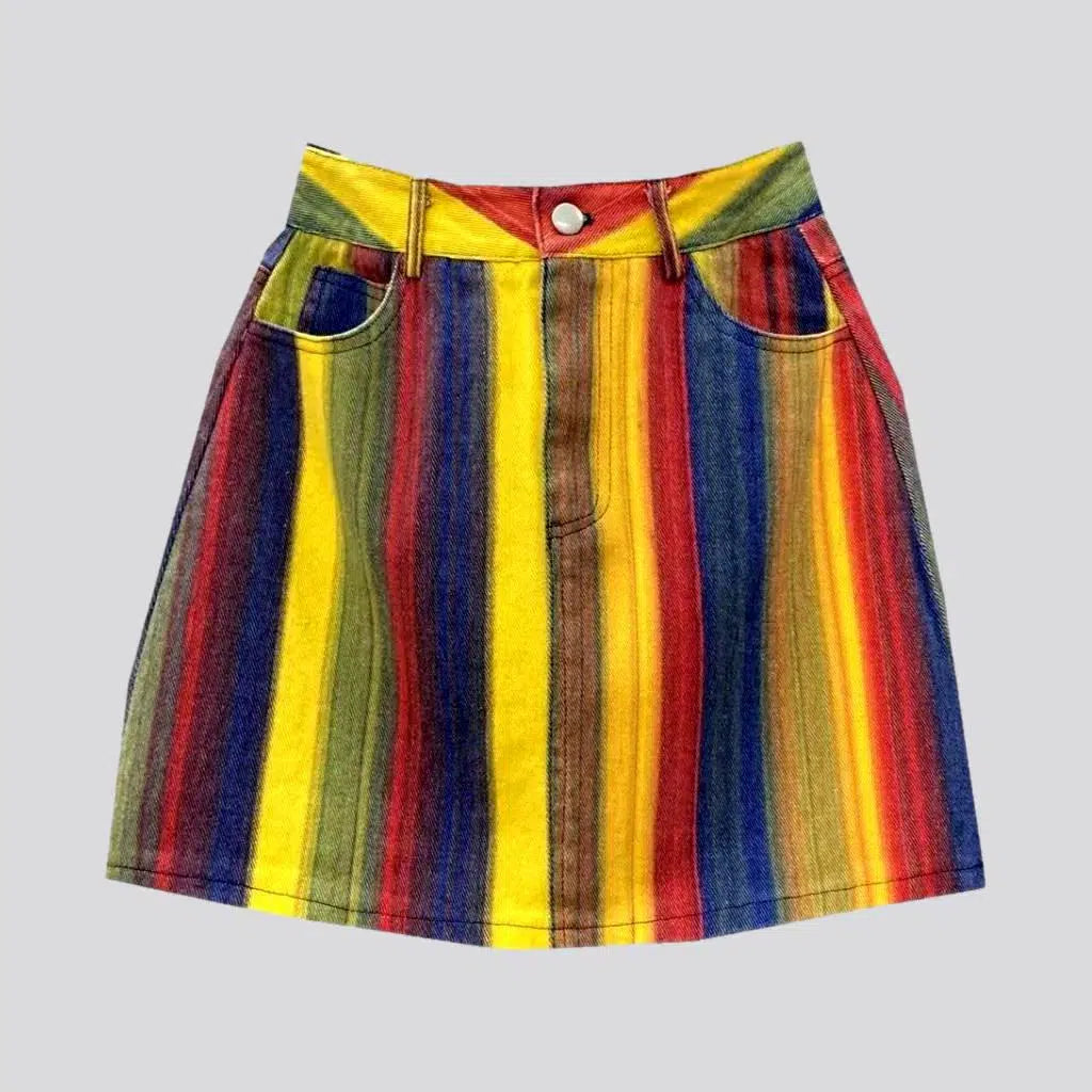 Mini rainbow-print denim skirt
 for women | Jeans4you.shop