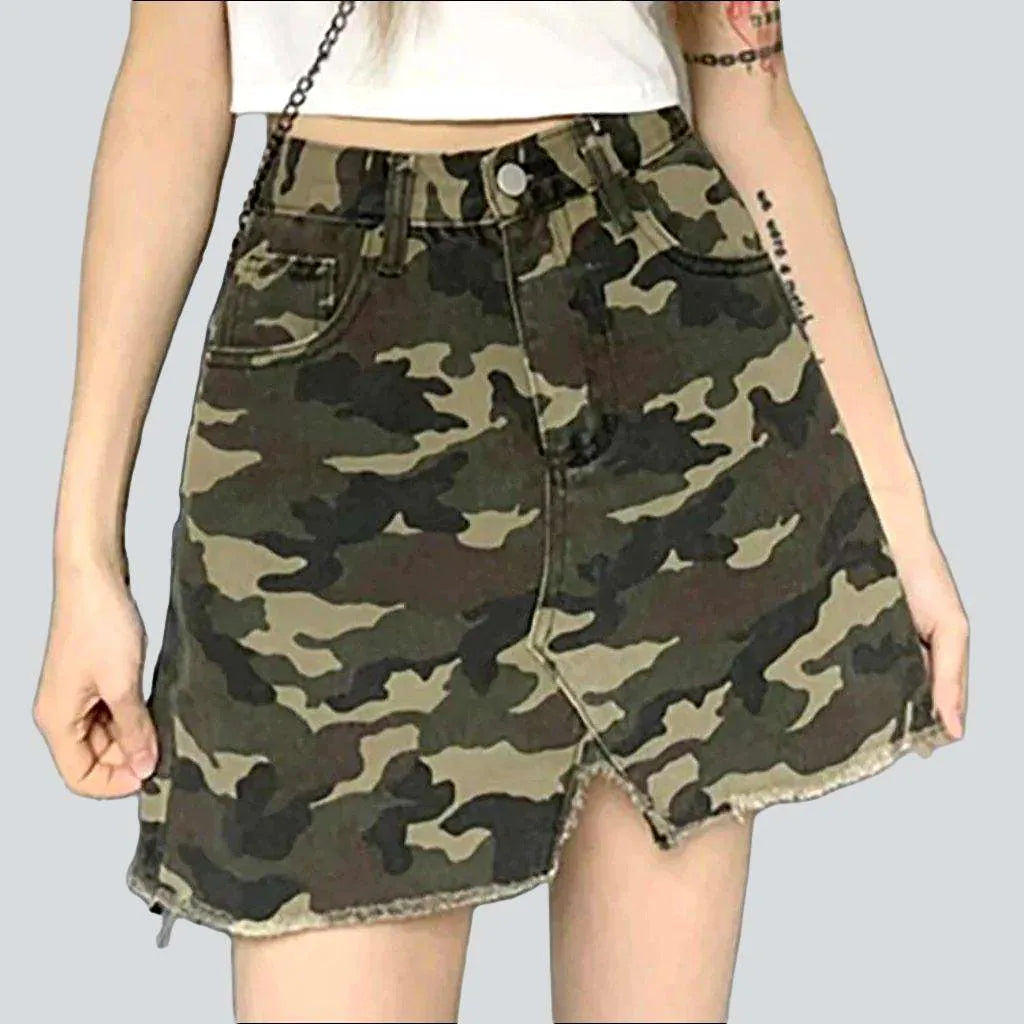 Mini split camouflage denim skirt | Jeans4you.shop