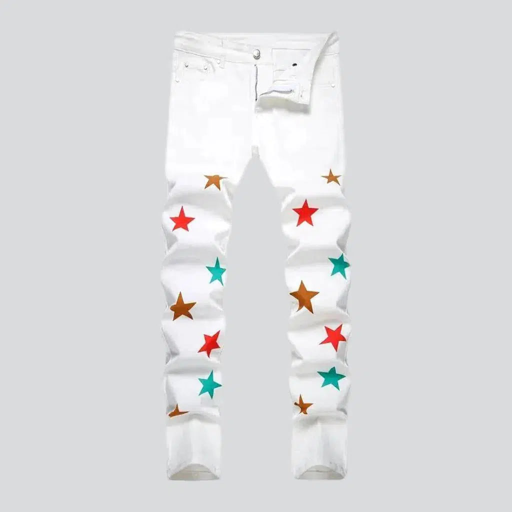 Multi-color stars men's print jeans | Jeans4you.shop