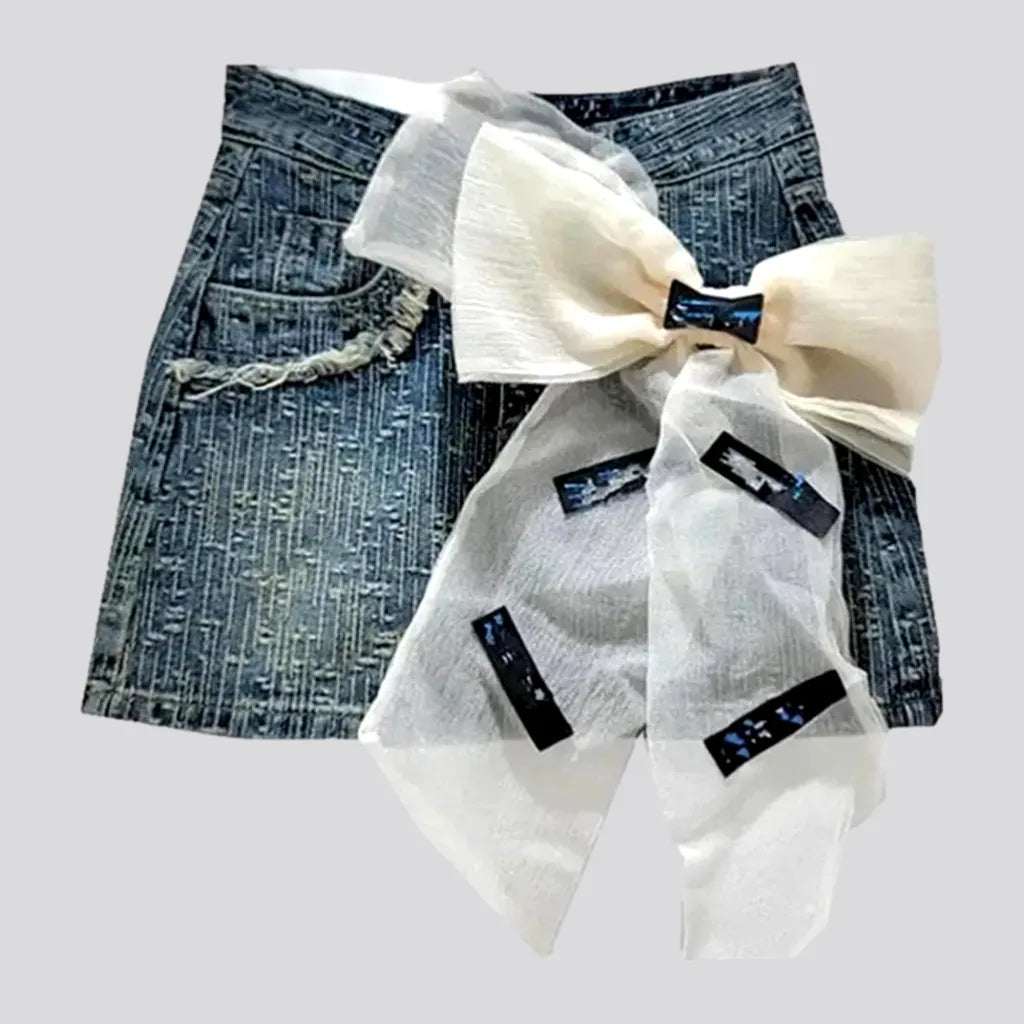Ornament mid-waist denim skirt
 for ladies | Jeans4you.shop