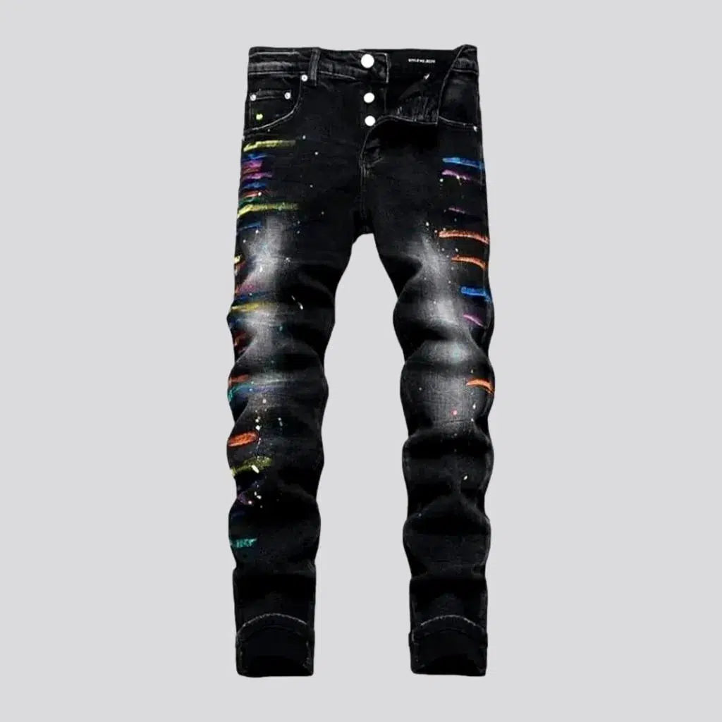 Paint-splattered mid-waist jeans
 for men | Jeans4you.shop