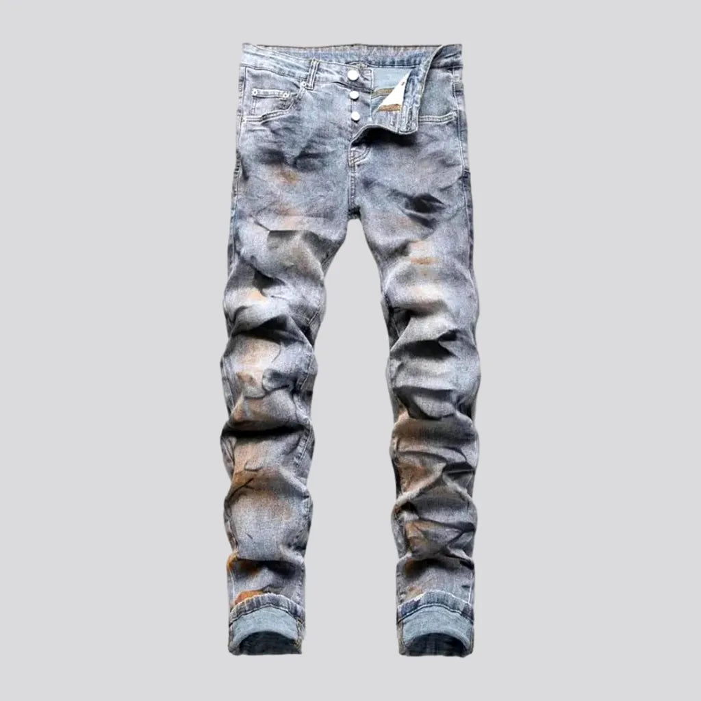Paint-stains men's mid-waist jeans | Jeans4you.shop