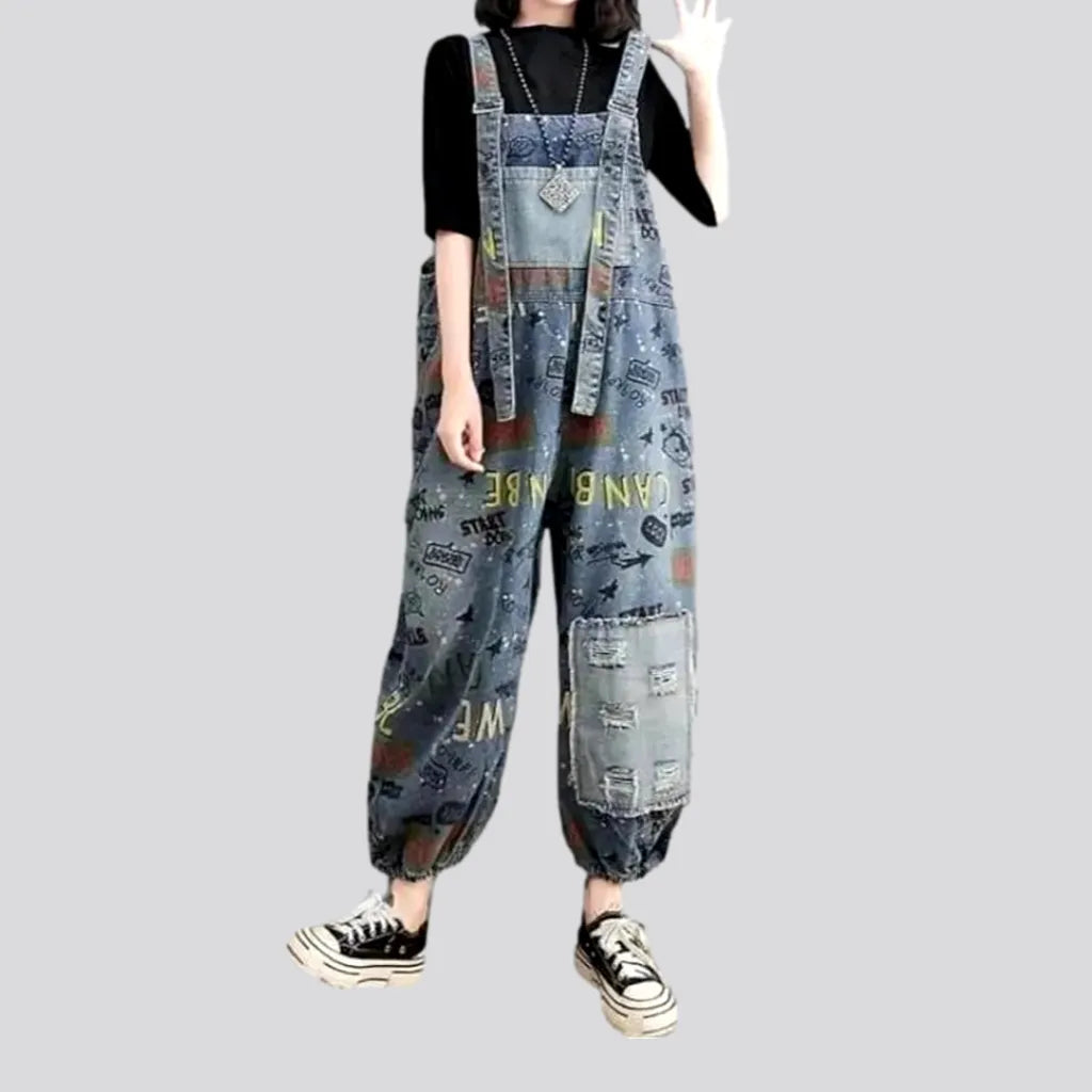 Painted baggy jean jumpsuit
 for ladies | Jeans4you.shop