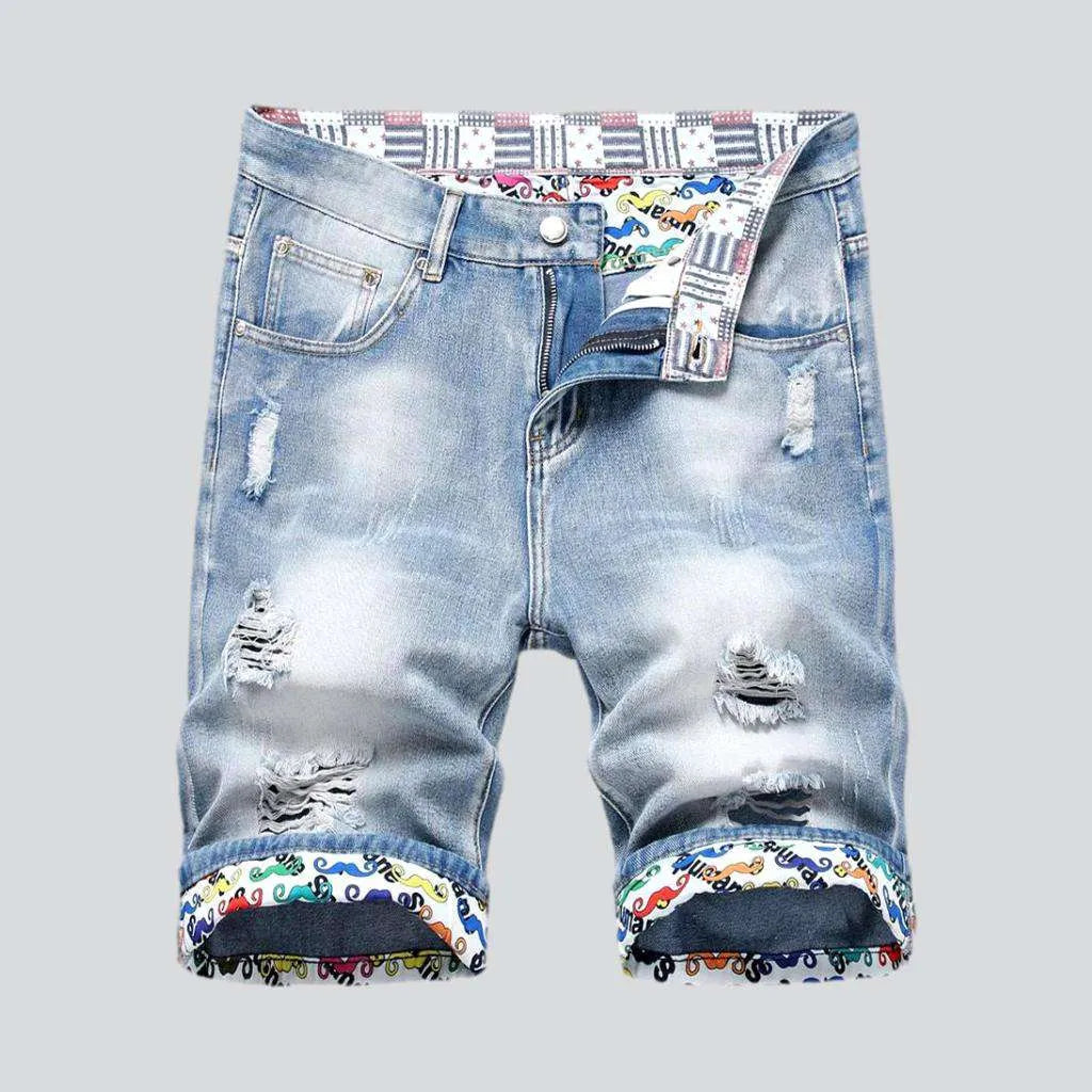 Painted hem ripped denim shorts | Jeans4you.shop