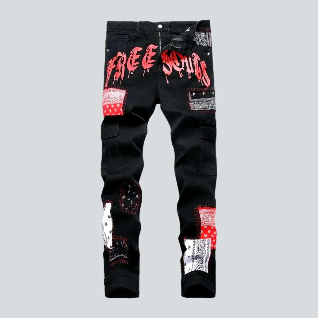 Painted men's cargo-pocket jeans | Jeans4you.shop