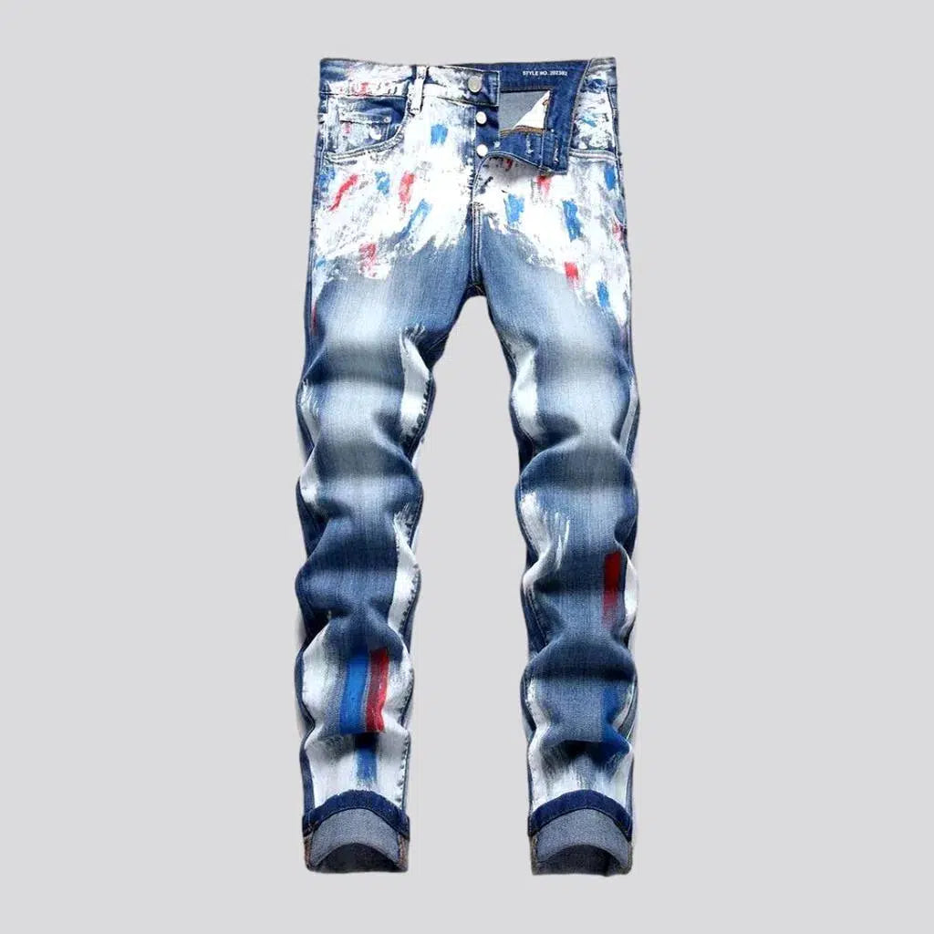 Painted men's stretchy jeans | Jeans4you.shop