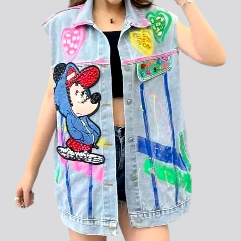 Painted oversized denim vest
 for women | Jeans4you.shop