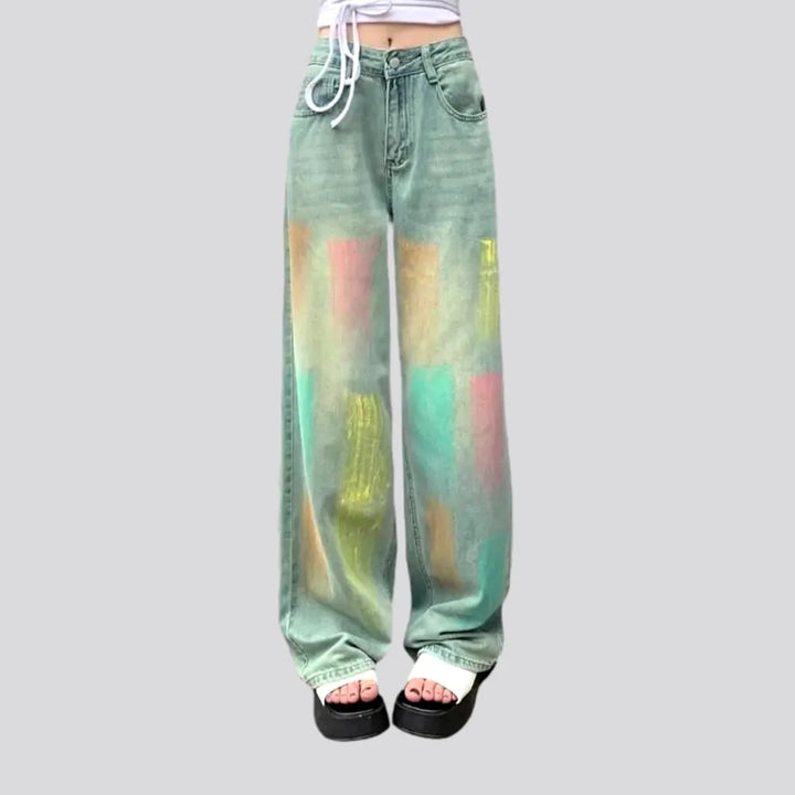 Painted women's mid-waist jeans | Jeans4you.shop