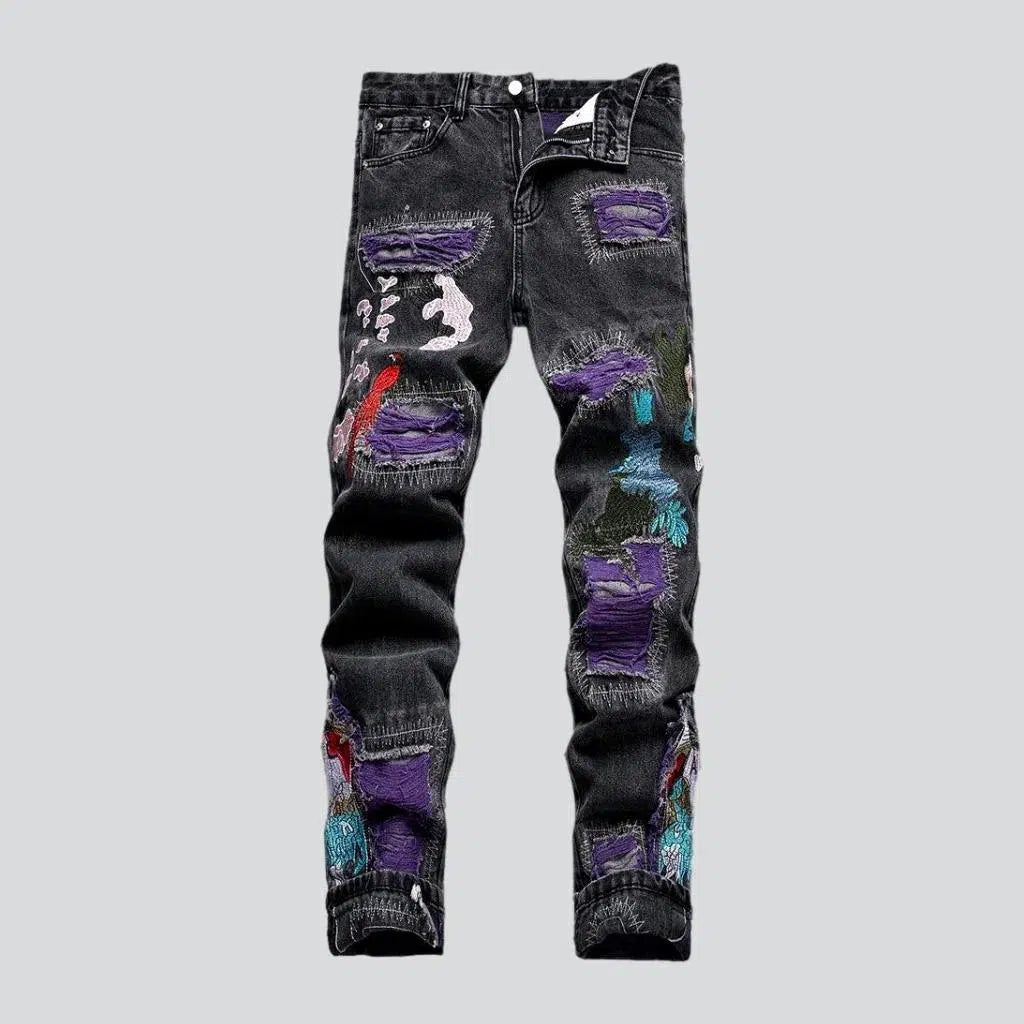 Patchwork men's embroidered jeans | Jeans4you.shop