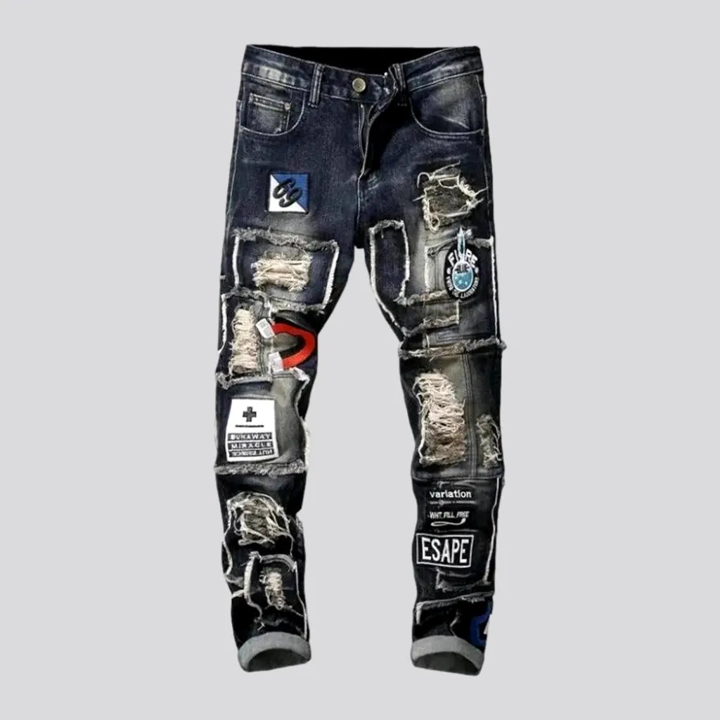 Patchwork men's skinny jeans | Jeans4you.shop