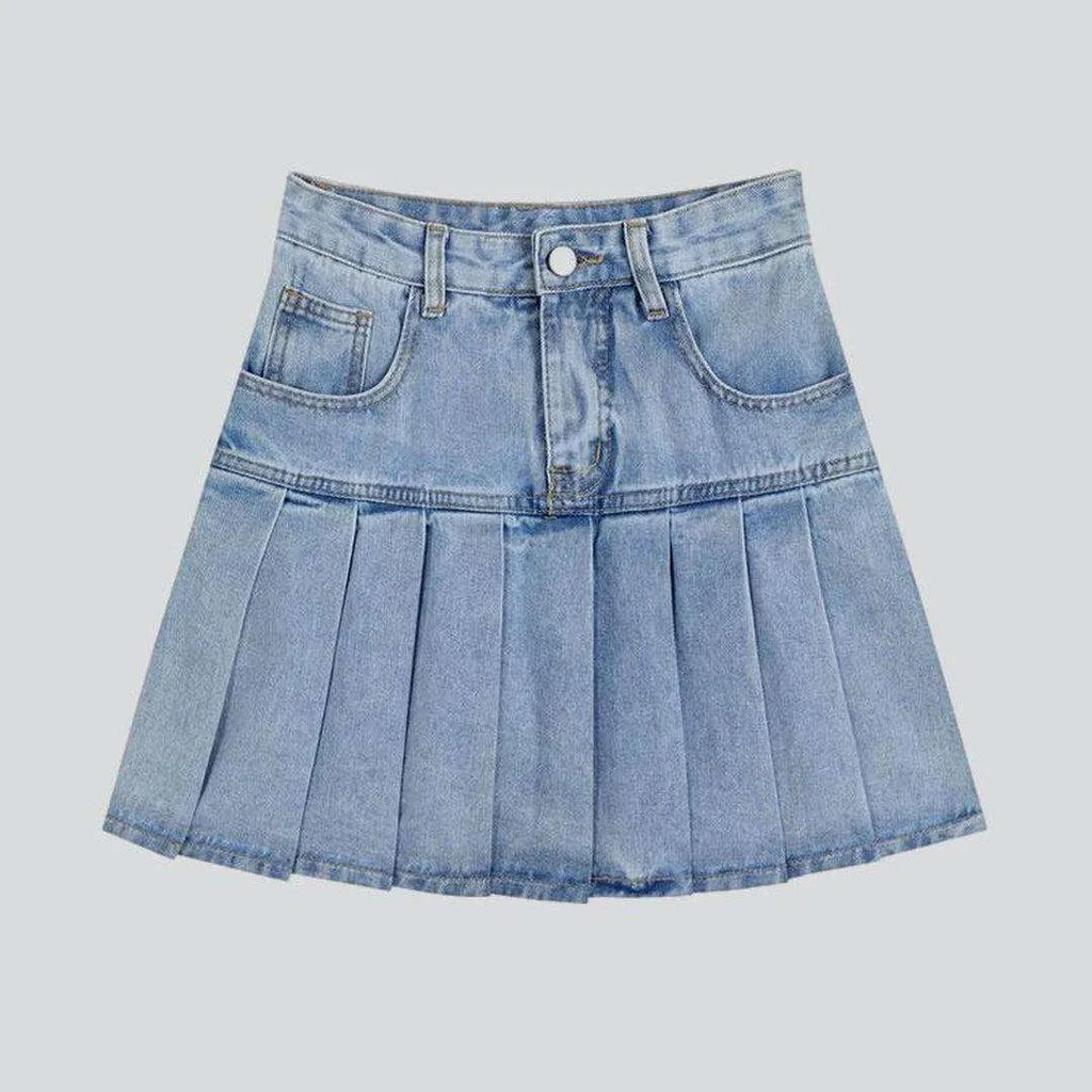Pleated mini jean skirt | Jeans4you.shop