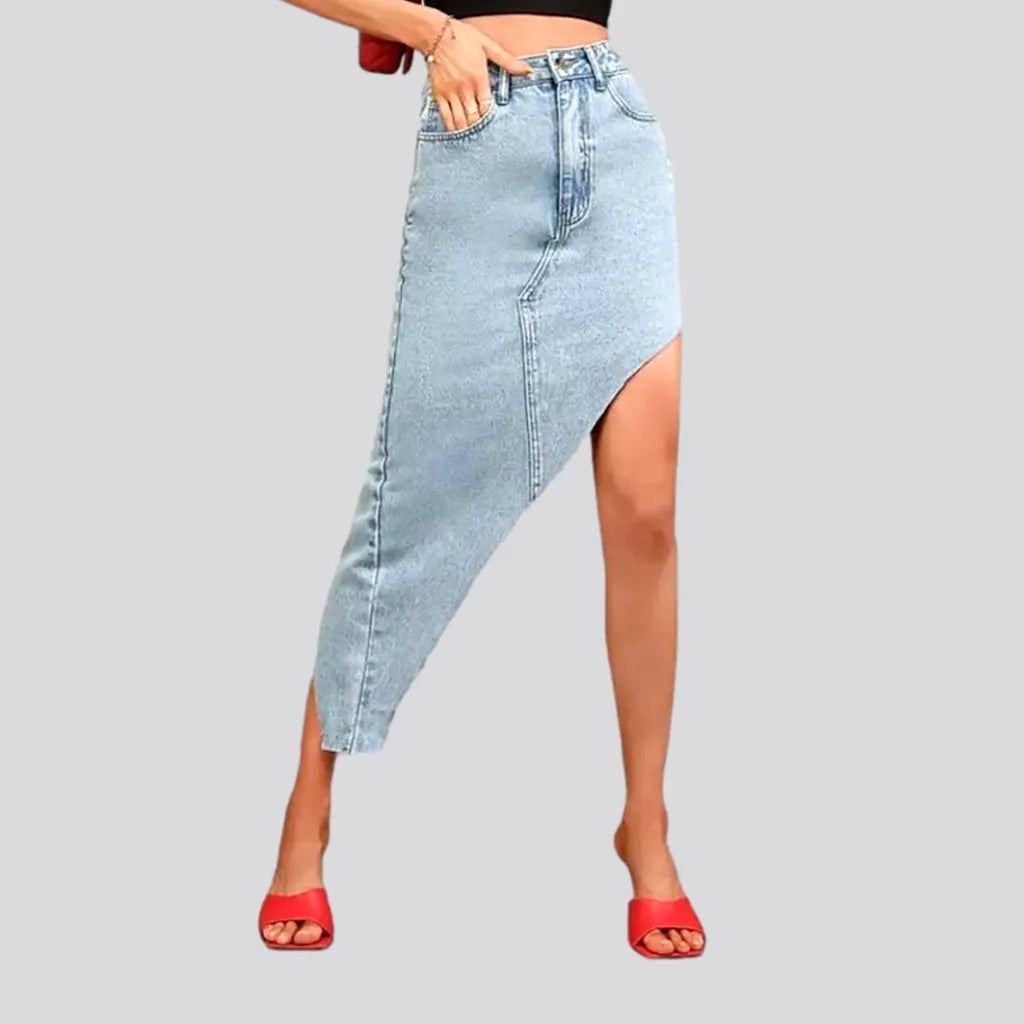 Raw-hem light-wash jeans skirt
 for ladies | Jeans4you.shop
