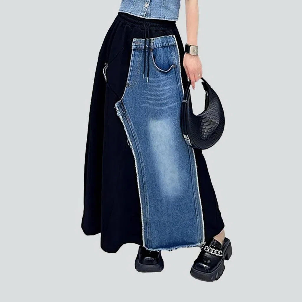 Raw hem whiskered denim skirt | Jeans4you.shop