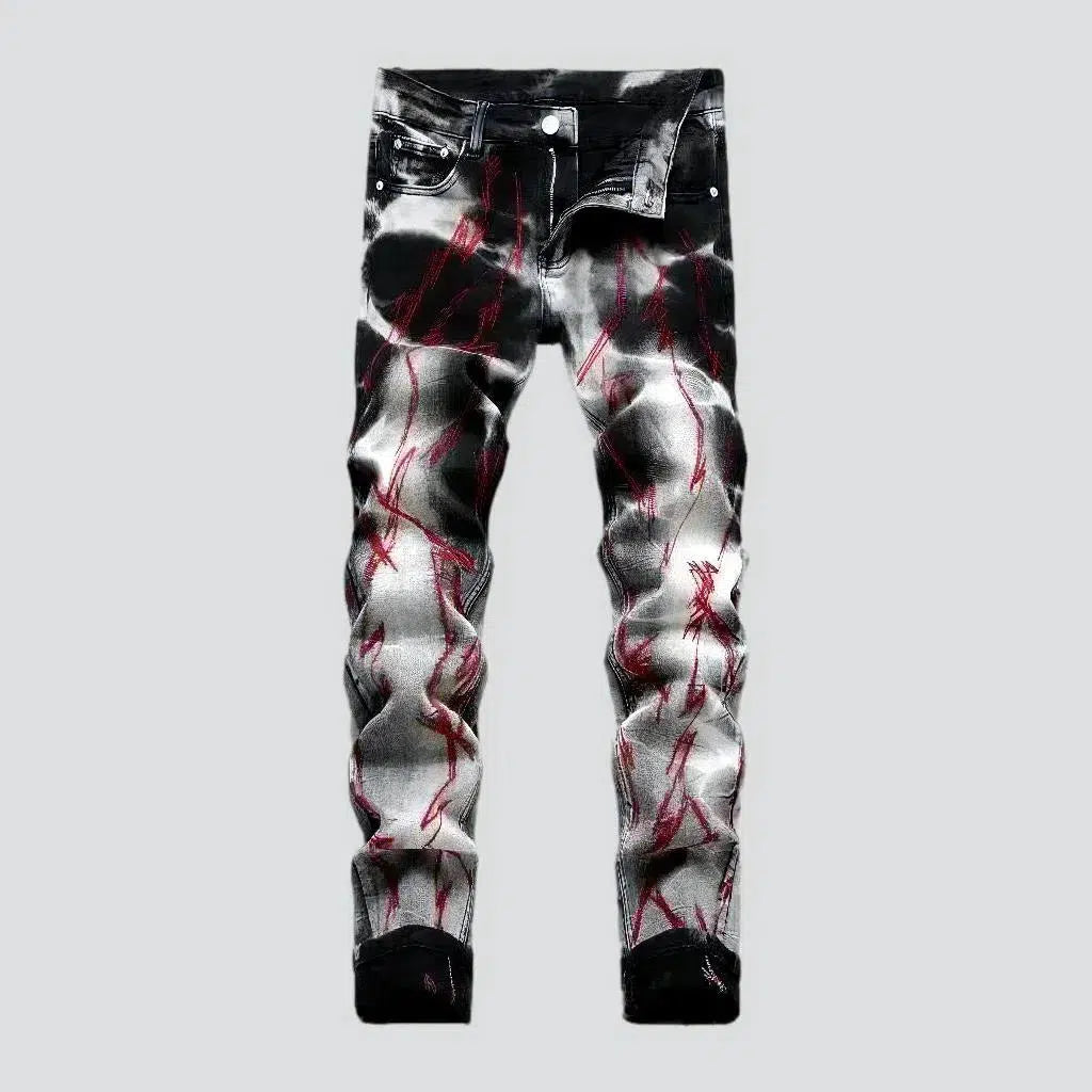 Red-print men's street jeans | Jeans4you.shop