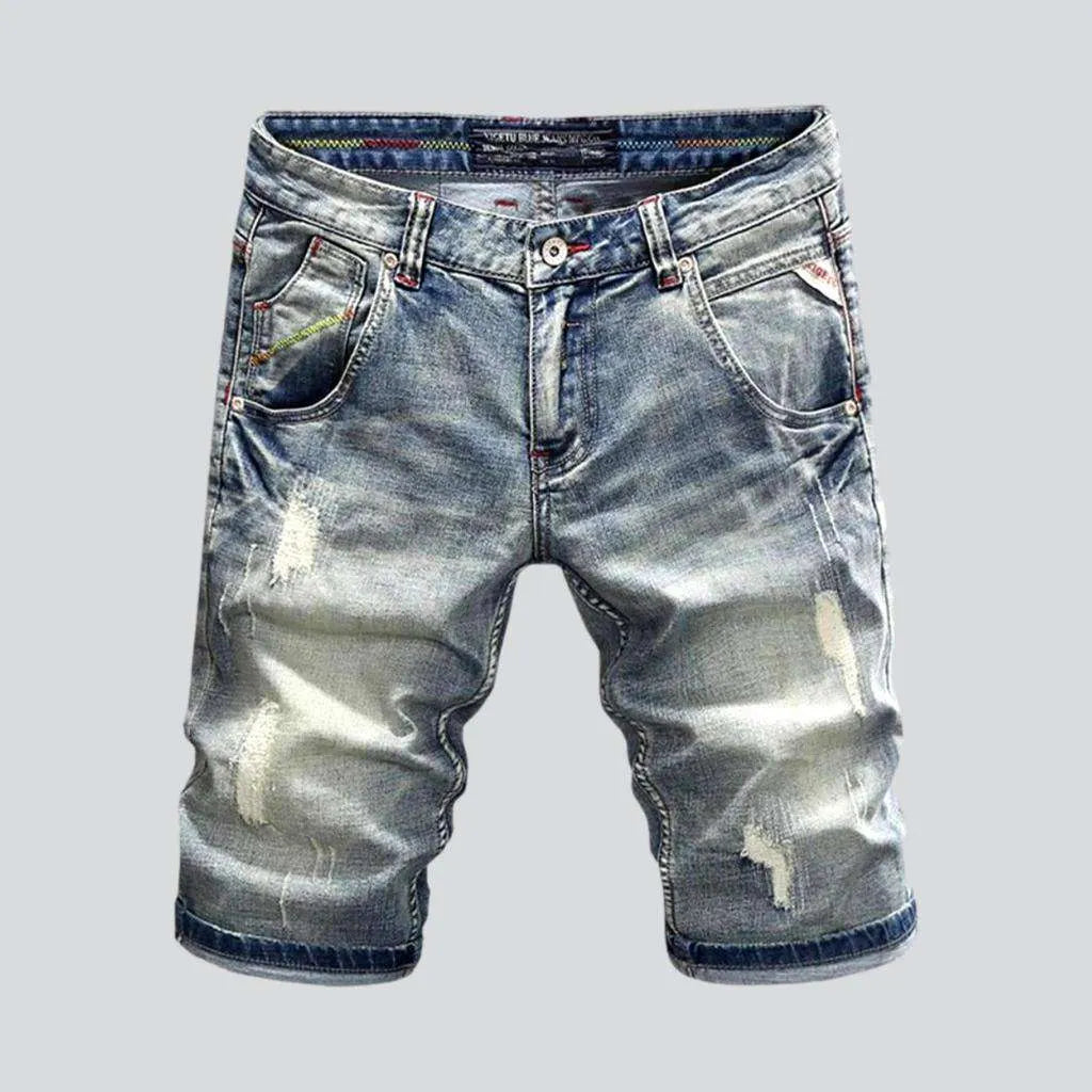 Retro elastic ripped denim shorts | Jeans4you.shop