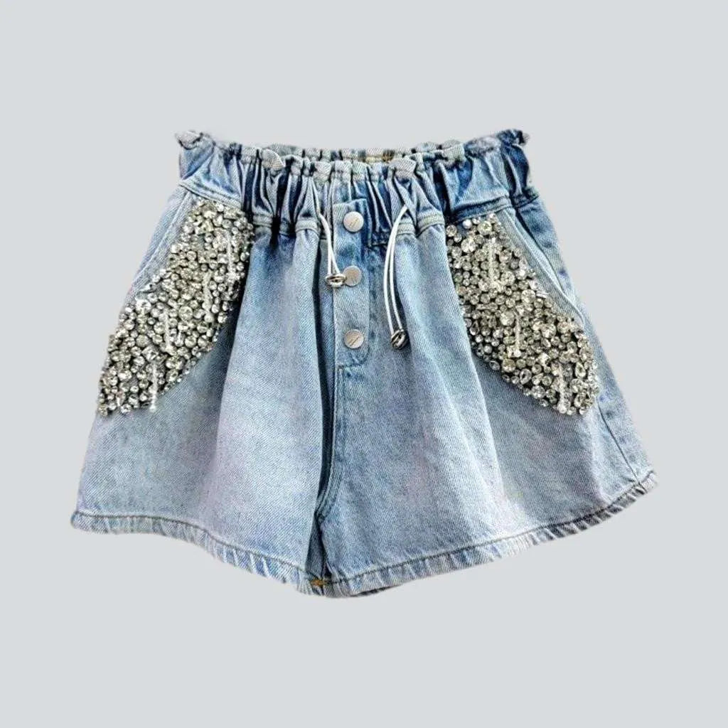 Rhinestone pocket women's denim shorts | Jeans4you.shop