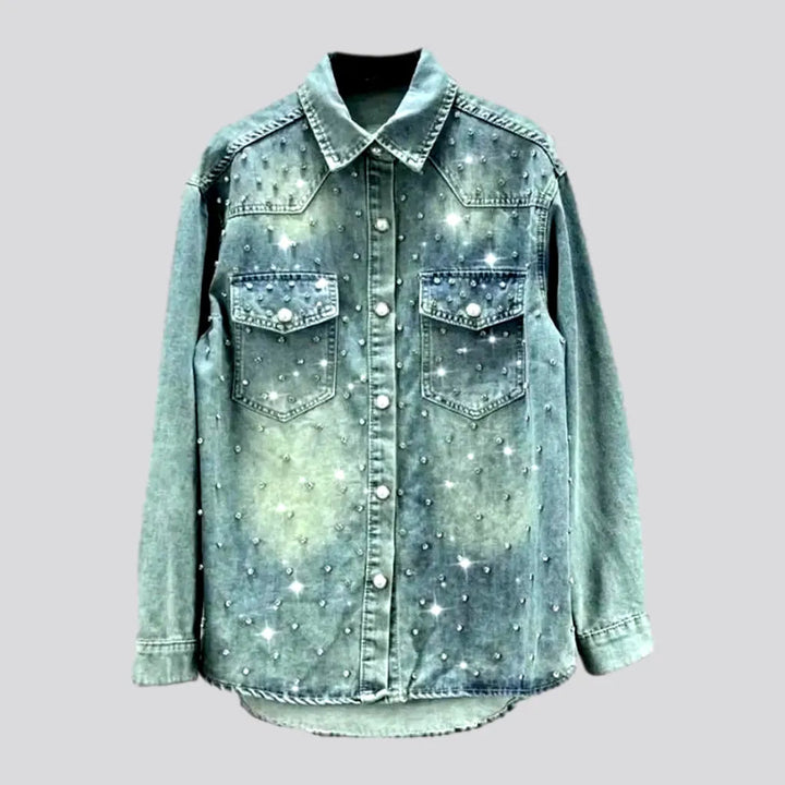 Rhinestones vintage denim shirt
 for women | Jeans4you.shop
