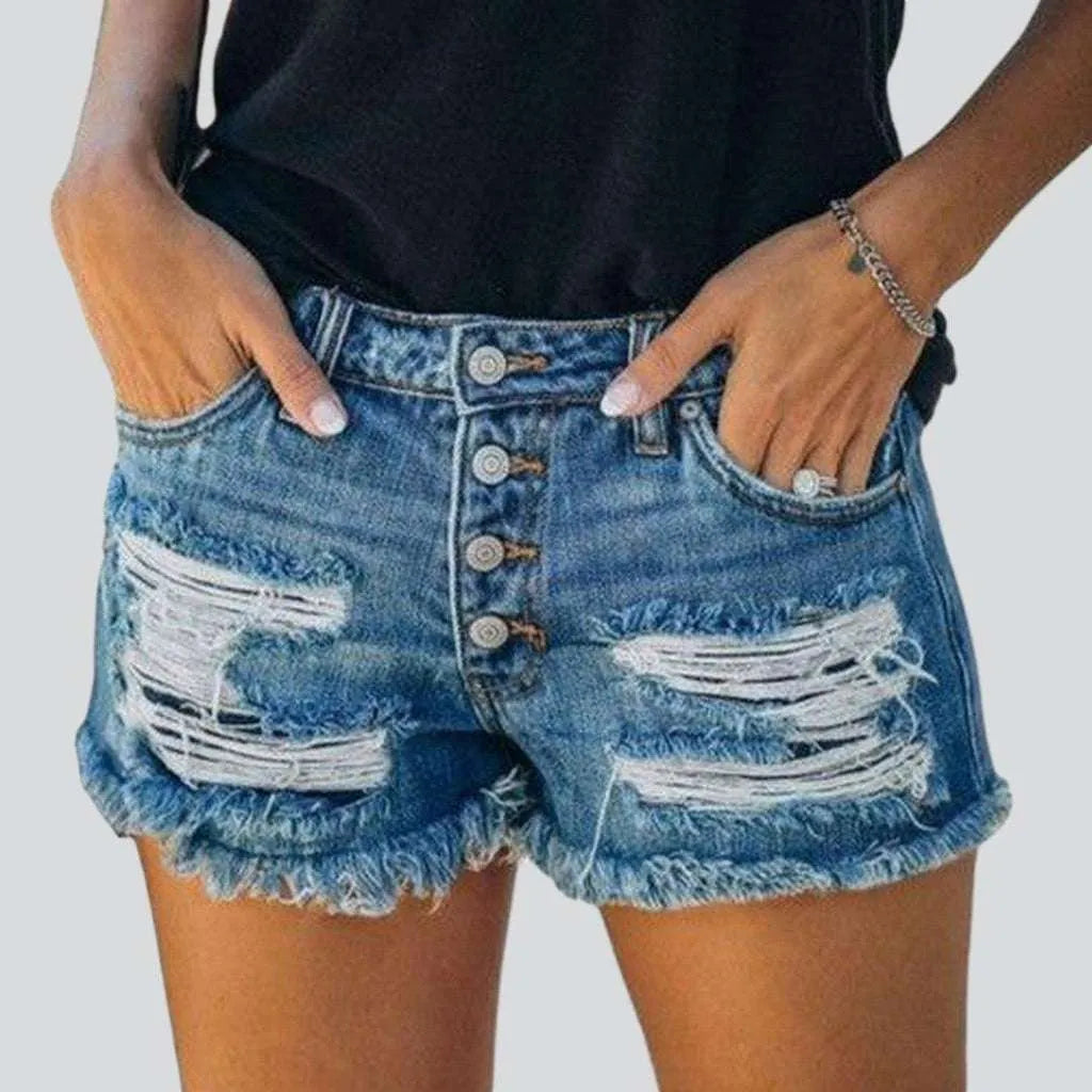 Ripped jeans shorts with buttons | Jeans4you.shop