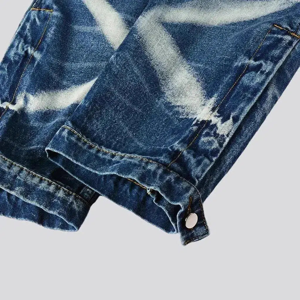 Zipper-button men's painted jeans