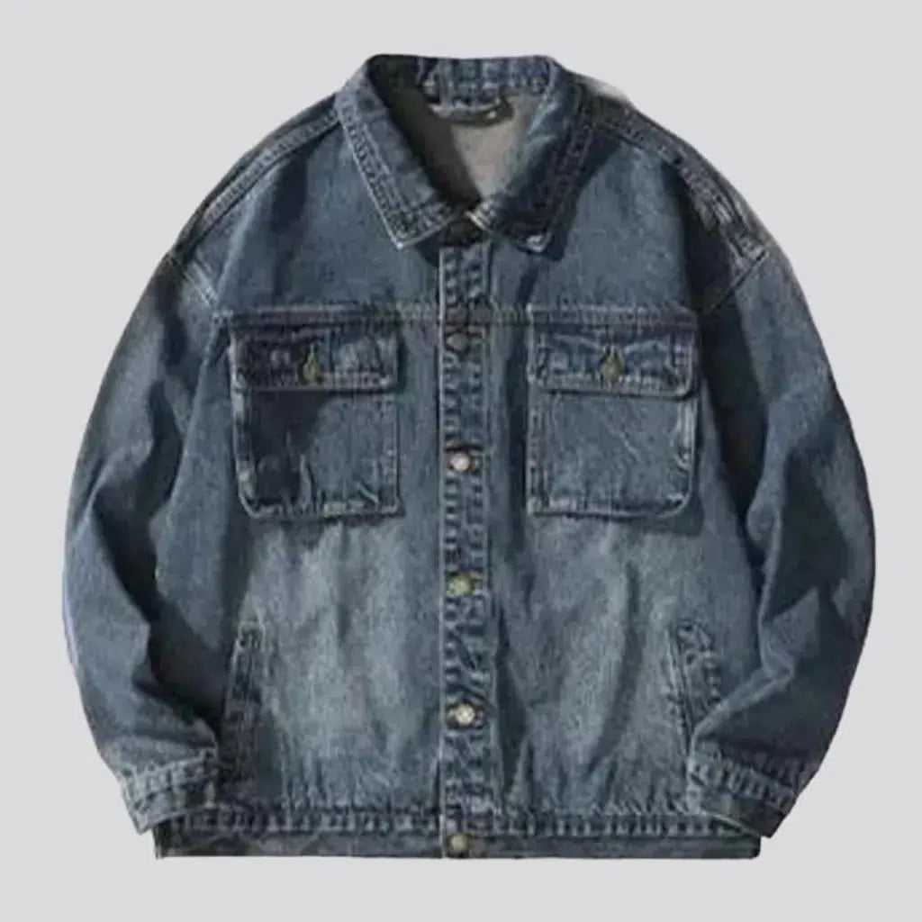 Medium-wash oversized jean jacket