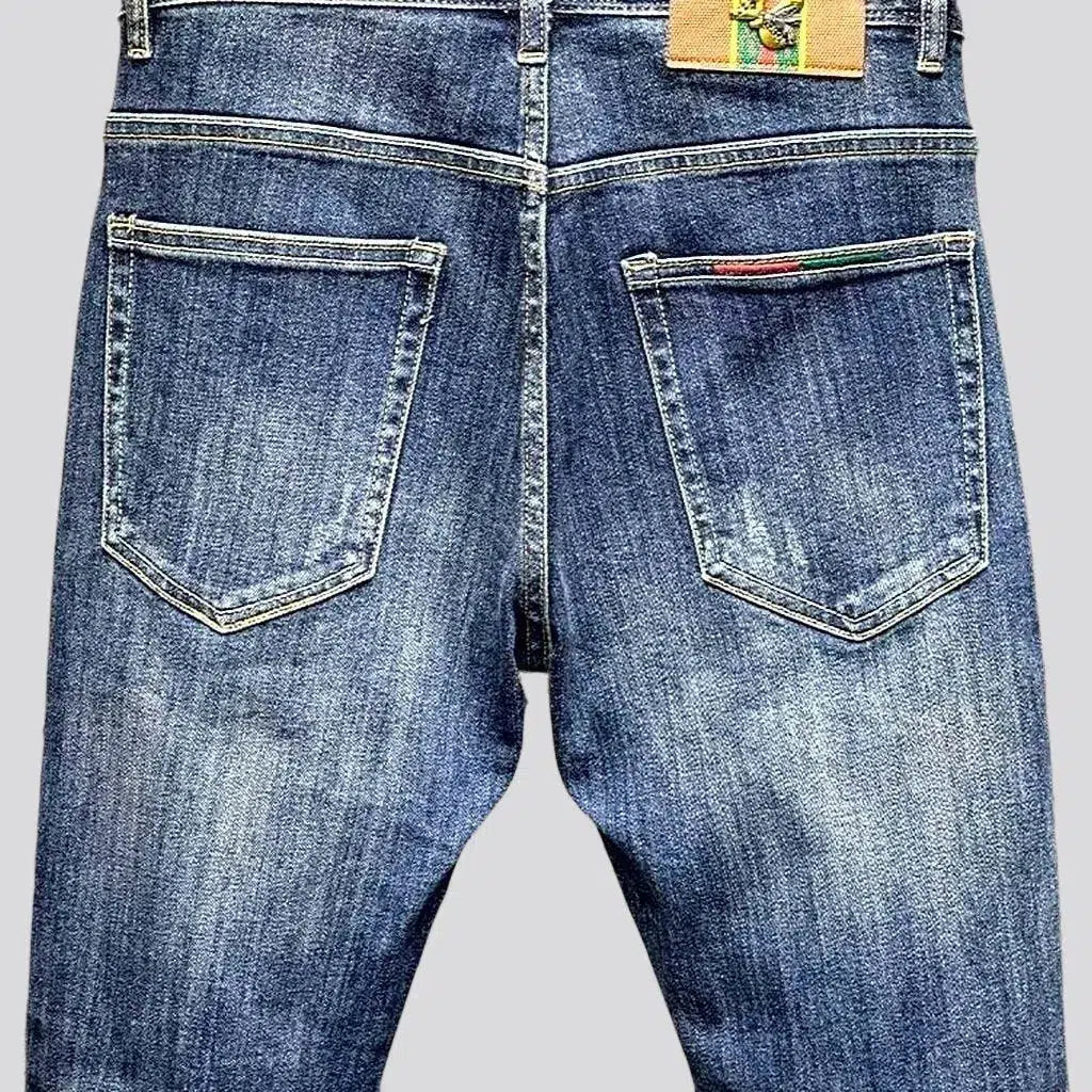 Dark wash men's street jeans