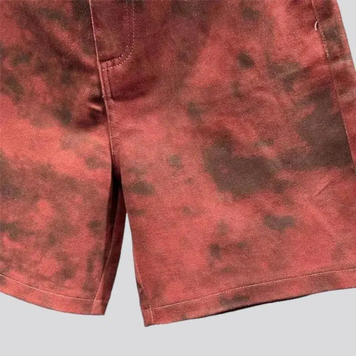 Tie-dyed high-waist denim shorts