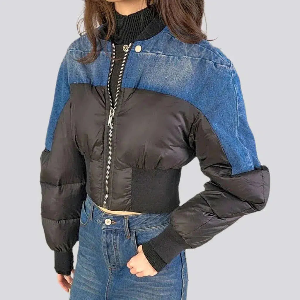 Rubber hems women's jean jacket