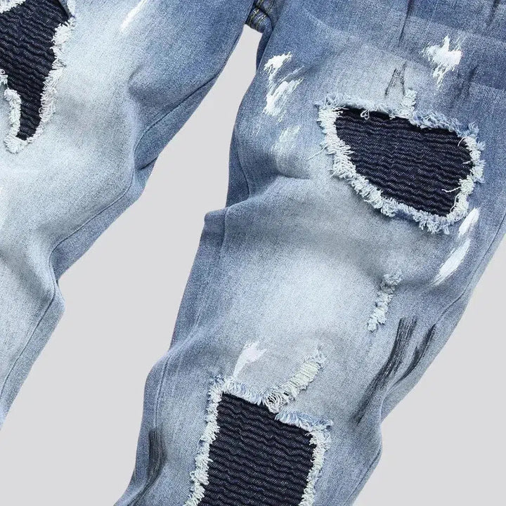 Grunge sanded jeans
 for men