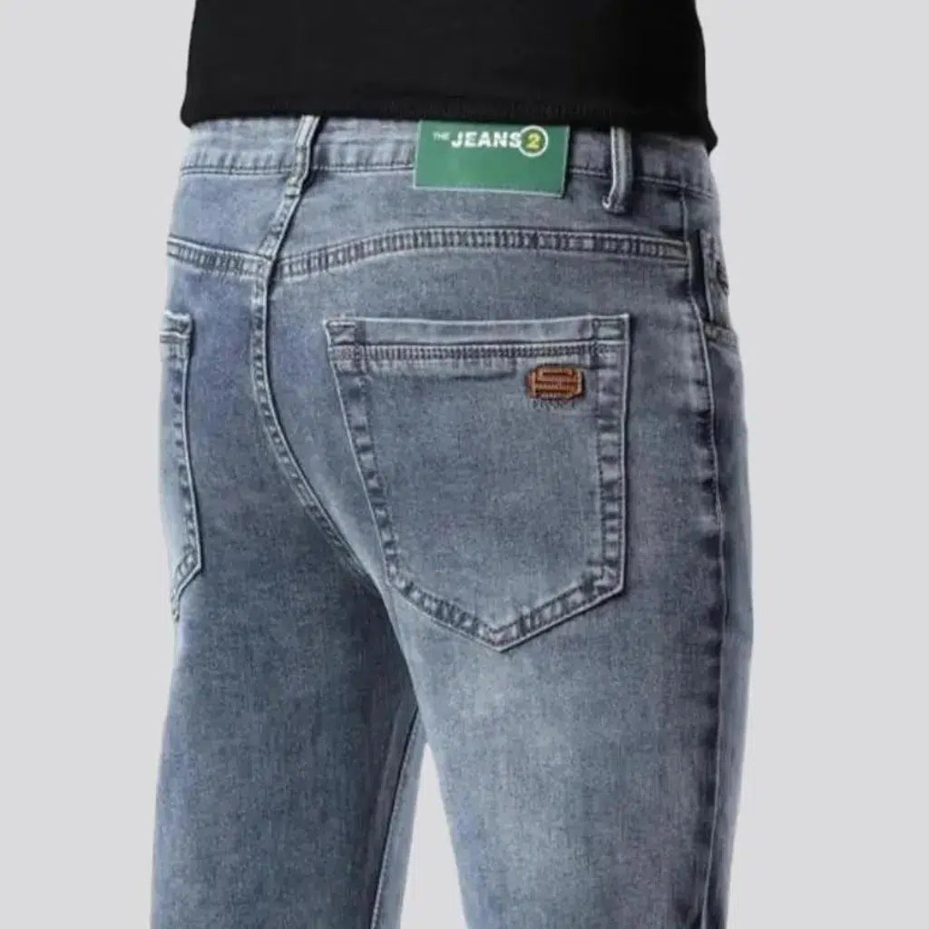 skinny, vintage, blue, sanded, mid-waist, zipper-button, 5-pockets, men's jeans | Jeans4you.shop